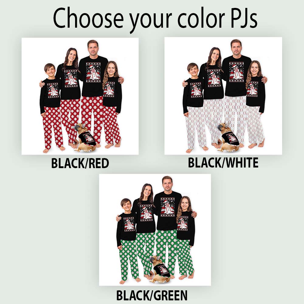 Dope Baseball Snowman Matching Christmas Pjs Plus Size 4